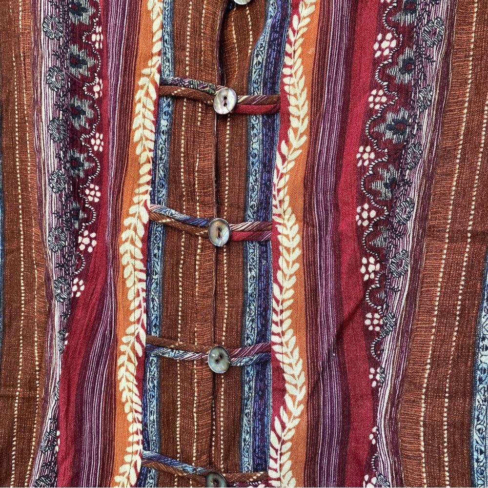 Sleeveless boho tank top blouse, earthy colors, flowy hippie style, size Medium - Picture 3 of 9